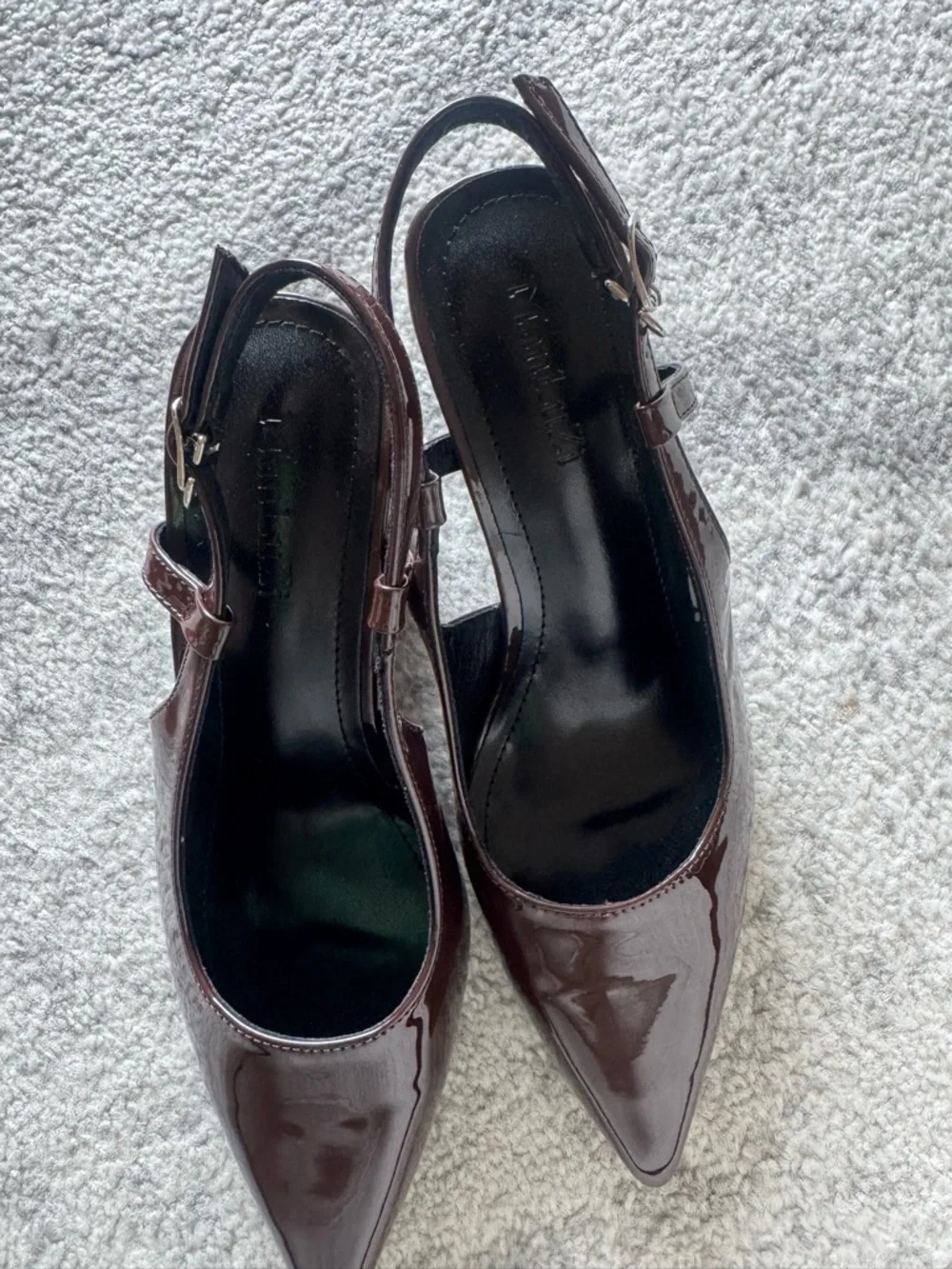 Women's Pointed-Toe Slingback Pumps in Dark Brown Patent